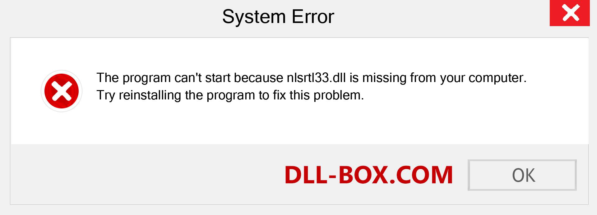  nlsrtl33.dll file is missing?. Download for Windows 7, 8, 10 - Fix  nlsrtl33 dll Missing Error on Windows, photos, images