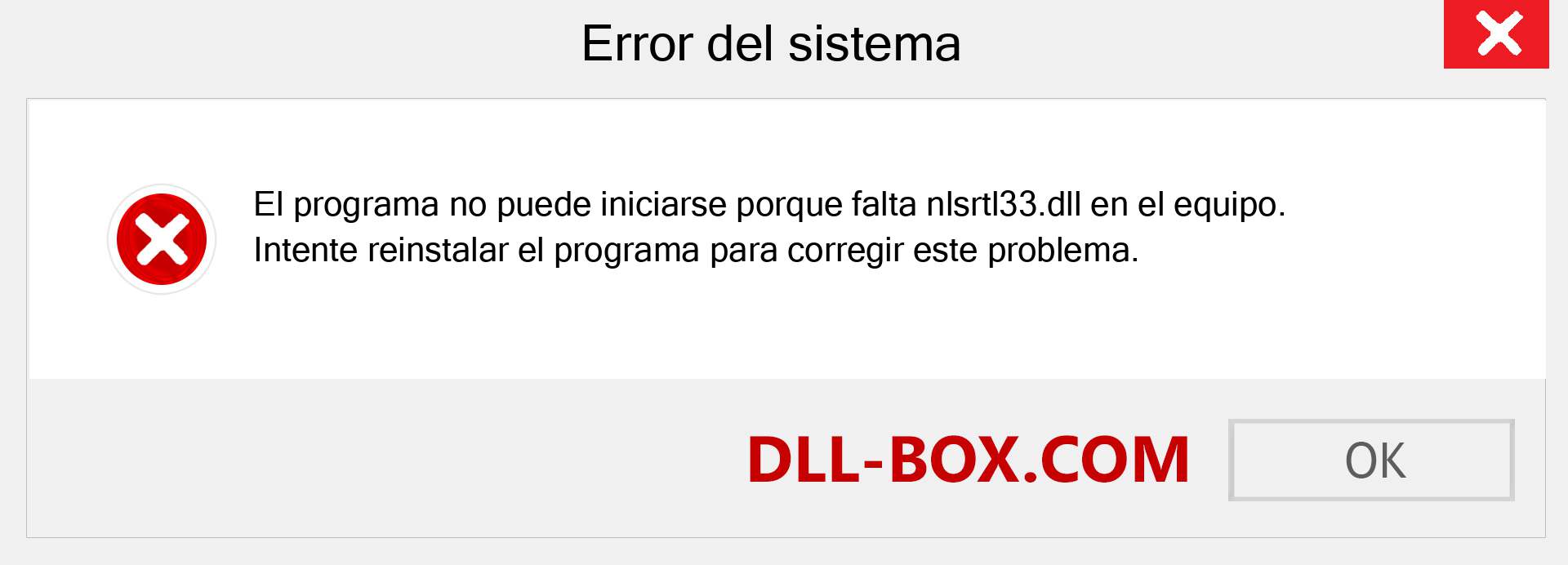 ¿Falta el archivo nlsrtl33.dll ?. Descargar para Windows 7, 8, 10 - Corregir nlsrtl33 dll Missing Error en Windows, fotos, imágenes